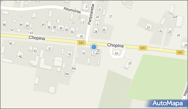 Kampinos, Chopina Fryderyka, 29, mapa Kampinos