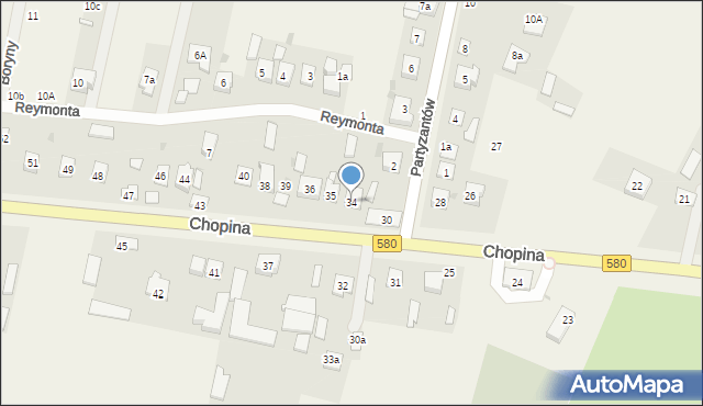 Kampinos, Chopina Fryderyka, 34, mapa Kampinos