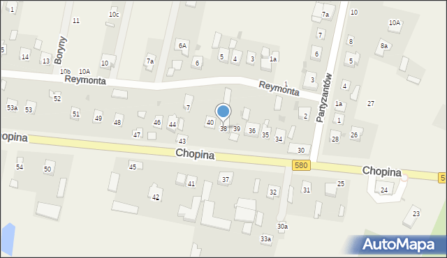 Kampinos, Chopina Fryderyka, 38, mapa Kampinos