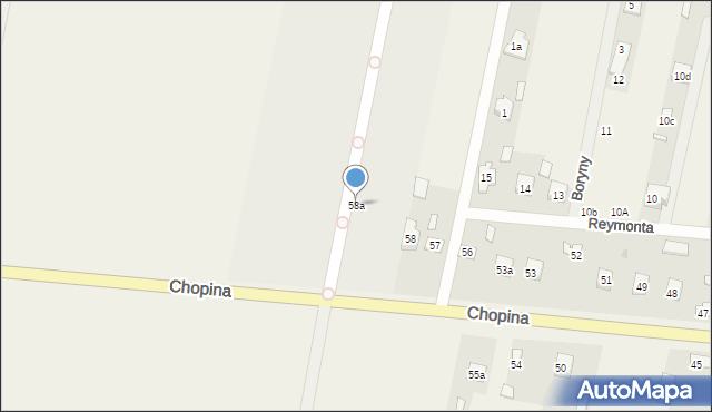 Kampinos, Chopina Fryderyka, 58a, mapa Kampinos
