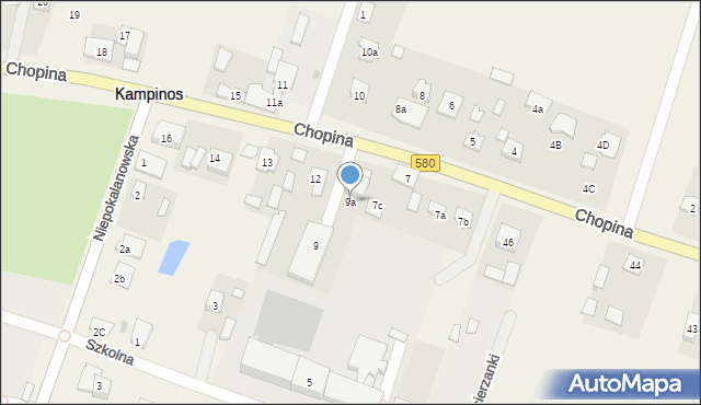Kampinos, Chopina Fryderyka, 9a, mapa Kampinos