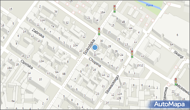 Katowice, Chopina Fryderyka, 11, mapa Katowic