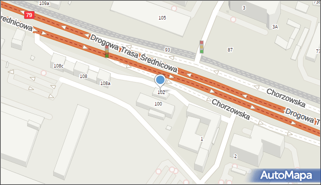 Katowice, Chorzowska, 102, mapa Katowic