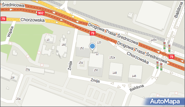 Katowice, Chorzowska, 150b, mapa Katowic