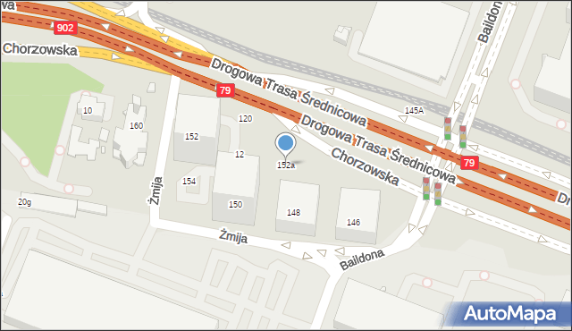 Katowice, Chorzowska, 152a, mapa Katowic