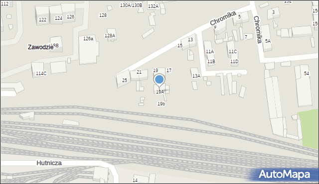 Katowice, Chromika Pawła, 19A, mapa Katowic