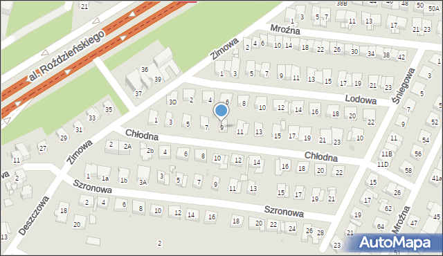 Katowice, Chłodna, 9, mapa Katowic