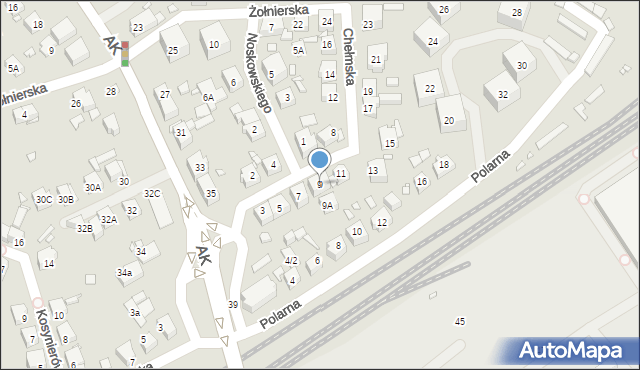 Katowice, Chełmska, 9, mapa Katowic