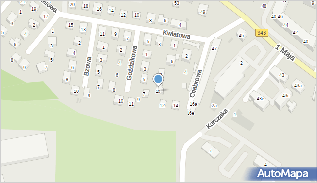 Kąty Wrocławskie, Chabrowa, 10, mapa Kąty Wrocławskie
