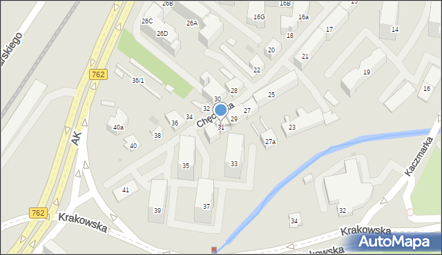 Kielce, Chęcińska, 31, mapa Kielc