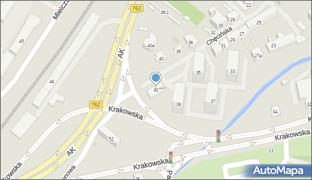 Kielce, Chęcińska, 41, mapa Kielc