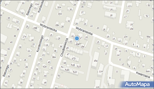 Kielce, Chodkiewicza Jana Karola, hetm., 43A, mapa Kielc