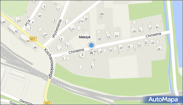 Kończyce Małe, Chmielna, 8a, mapa Kończyce Małe