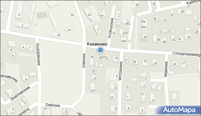 Kosakowo, Chrzanowskiego, 33, mapa Kosakowo