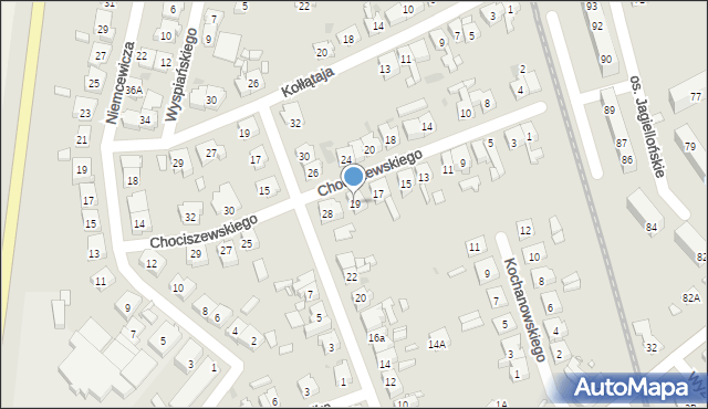 Kościan, Chociszewskiego Józefa, 19, mapa Kościan