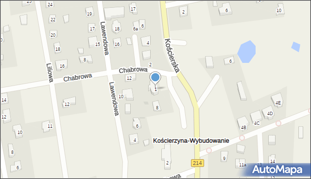 Kościerzyna-Wybudowanie, Chabrowa, 1, mapa Kościerzyna-Wybudowanie