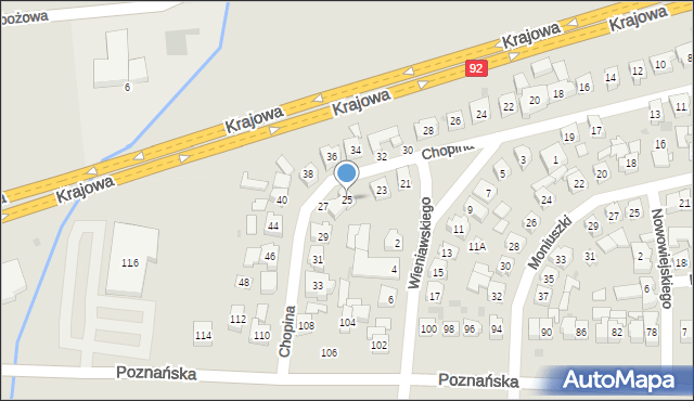 Kostrzyn, Chopina Fryderyka, 25, mapa Kostrzyn