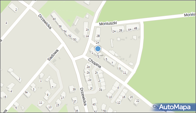 Kostrzyn nad Odrą, Chopina Fryderyka, 3, mapa Kostrzyn nad Odrą