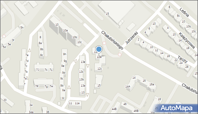 Koszalin, Chałubińskiego Tytusa, 12a, mapa Koszalina