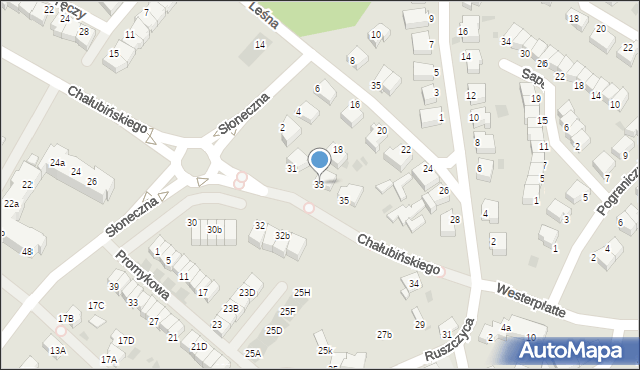 Koszalin, Chałubińskiego Tytusa, 33, mapa Koszalina