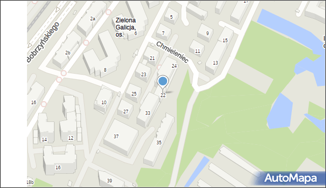 Kraków, Chmieleniec, 22, mapa Krakowa