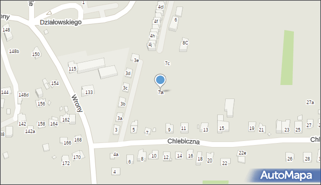 Kraków, Chlebiczna, 7a, mapa Krakowa