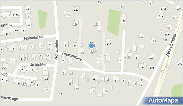 Kraków, Chorzowska, 18, mapa Krakowa