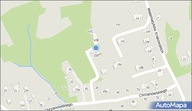 Kraków, Chrzanowskiego Ignacego, 43A, mapa Krakowa