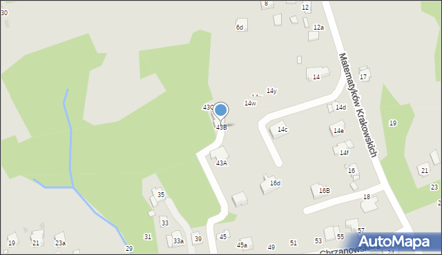 Kraków, Chrzanowskiego Ignacego, 43B, mapa Krakowa