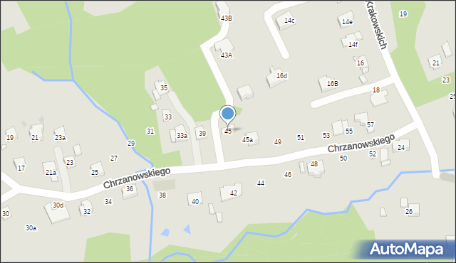 Kraków, Chrzanowskiego Ignacego, 45, mapa Krakowa