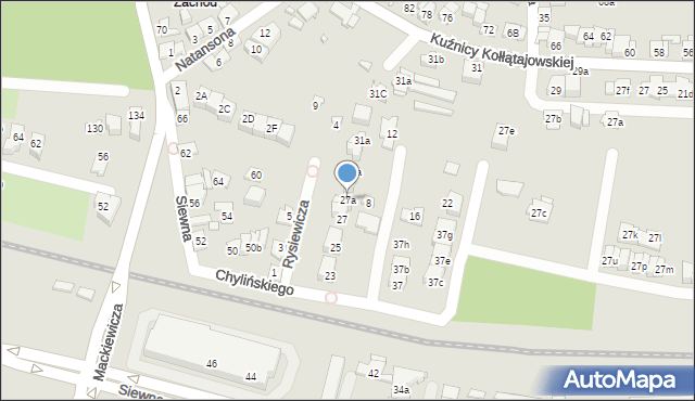 Kraków, Chylińskiego Zygmunta, prof., 27a, mapa Krakowa