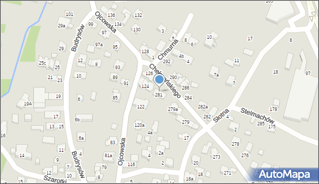 Kraków, Chełmońskiego Józefa, 281A, mapa Krakowa