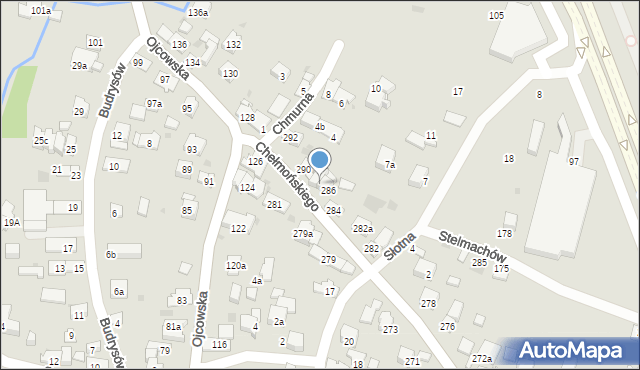 Kraków, Chełmońskiego Józefa, 288, mapa Krakowa