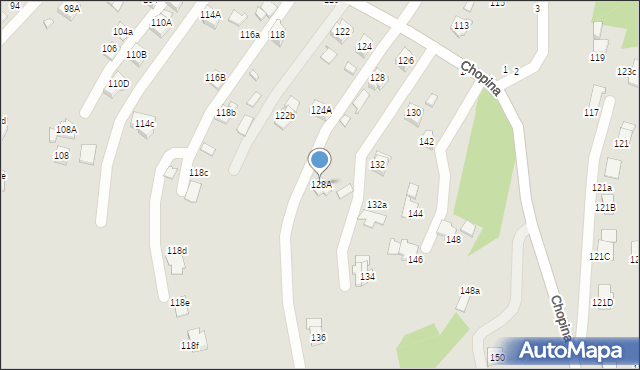 Krosno, Chopina Fryderyka, 128A, mapa Krosna