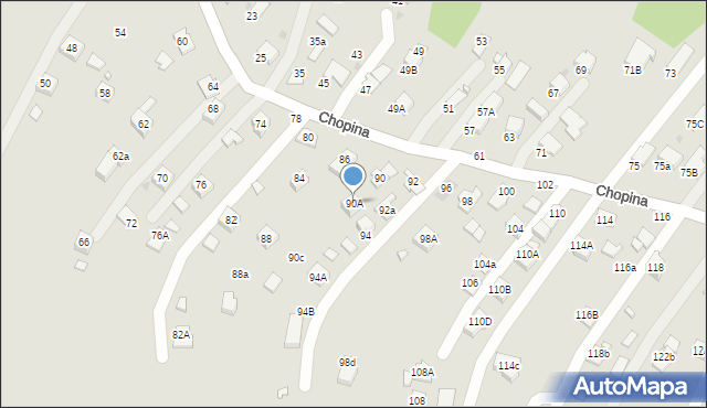 Krosno, Chopina Fryderyka, 90A, mapa Krosna