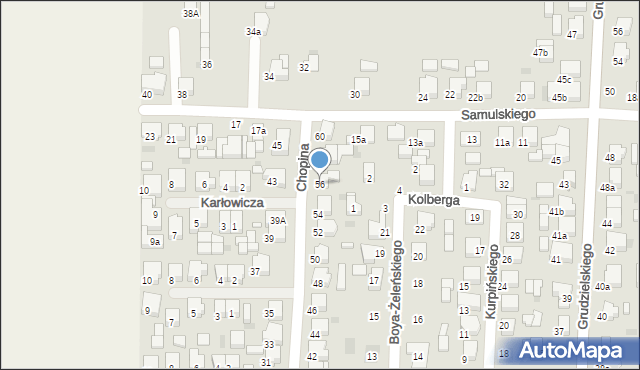 Krotoszyn, Chopina Fryderyka, 56, mapa Krotoszyna