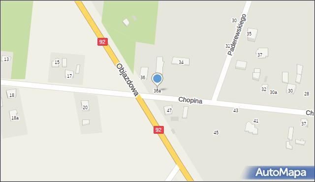 Kutno, Chopina Fryderyka, 36a, mapa Kutno