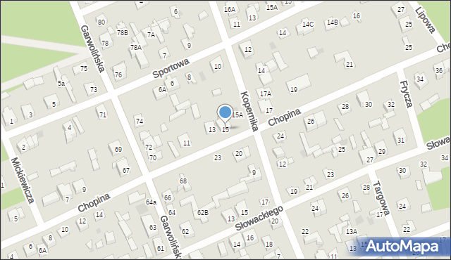 Łaskarzew, Chopina Fryderyka, 15, mapa Łaskarzew