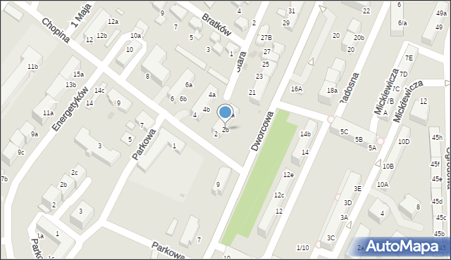 Łaziska Górne, Chopina Fryderyka, 2b, mapa Łaziska Górne