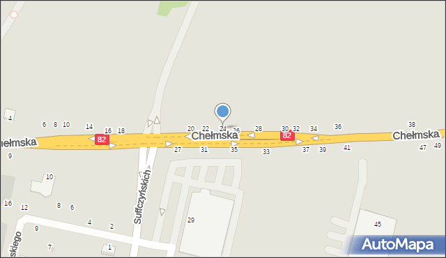 Łęczna, Chełmska, 24, mapa Łęczna