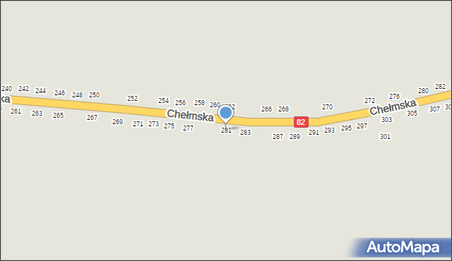 Łęczna, Chełmska, 281, mapa Łęczna