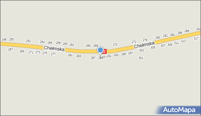 Łęczna, Chełmska, 289, mapa Łęczna