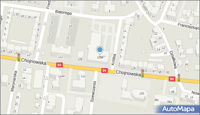 Legnica, Chojnowska, 109a, mapa Legnicy