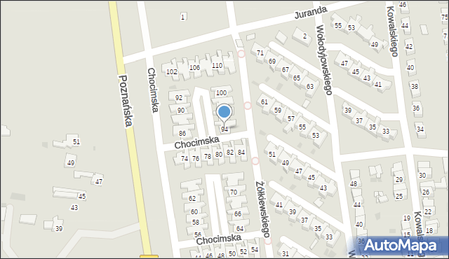 Leszno, Chocimska, 94, mapa Leszno