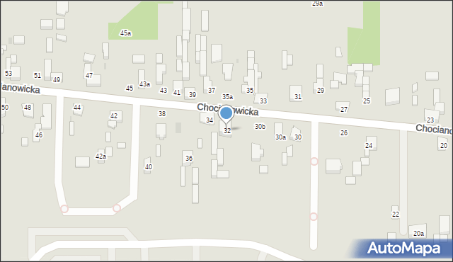 Łódź, Chocianowicka, 32, mapa Łodzi