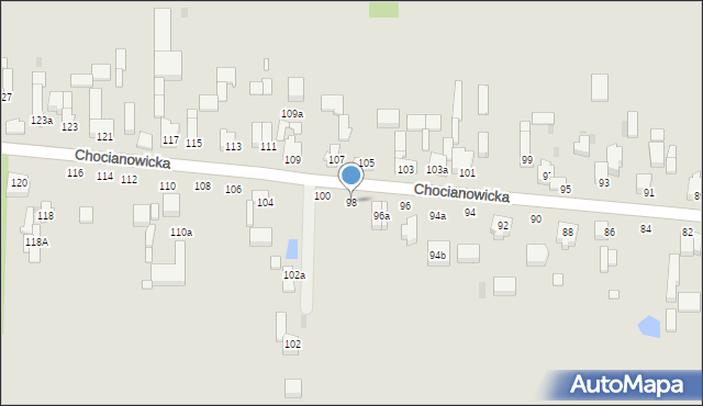 Łódź, Chocianowicka, 98, mapa Łodzi