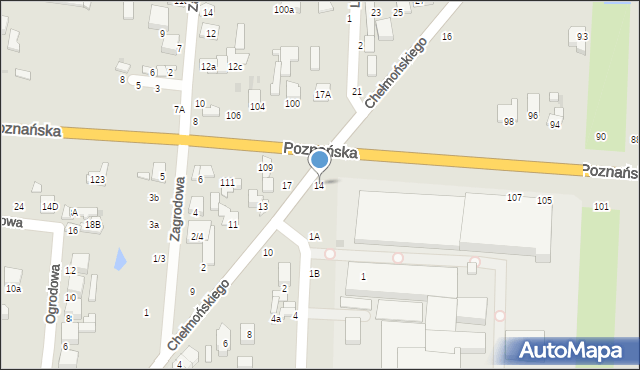 Łowicz, Chełmońskiego Józefa, 14, mapa Łowicza