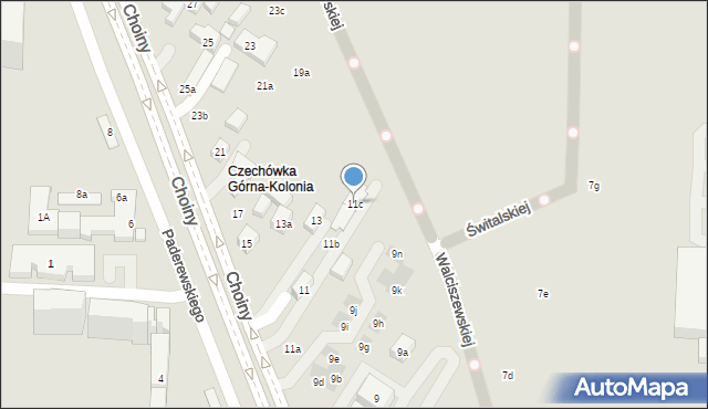 Lublin, Choiny, 11c, mapa Lublina