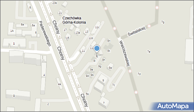 Lublin, Choiny, 9j, mapa Lublina