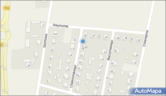 Łyszkowice, Chełmońskiego Józefa, 14, mapa Łyszkowice